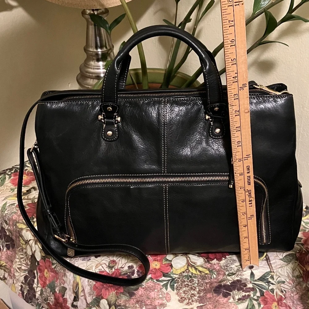 Liz Claiborne Black Leather Briefcase Laptop Bag